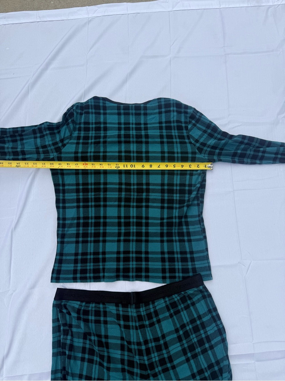 #91 PINK By VS Green Plaid Pajama Set - Cozy Two-Piece Sleepwear size Xl NWOT! - Picture 9 of 11